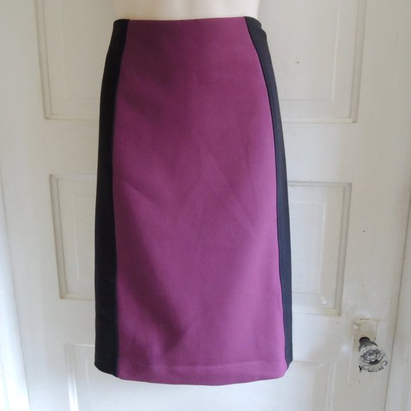 Halogen Purple & Black Color Block Pencil Skirt 6 *fits M - Picture 1 of 9
